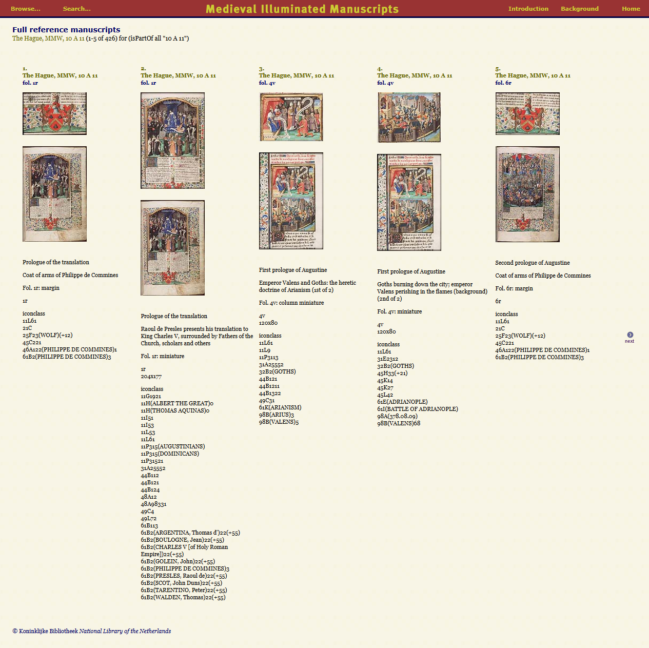 manuscripts.kb.nl image gallery with text for 10 A 11, original