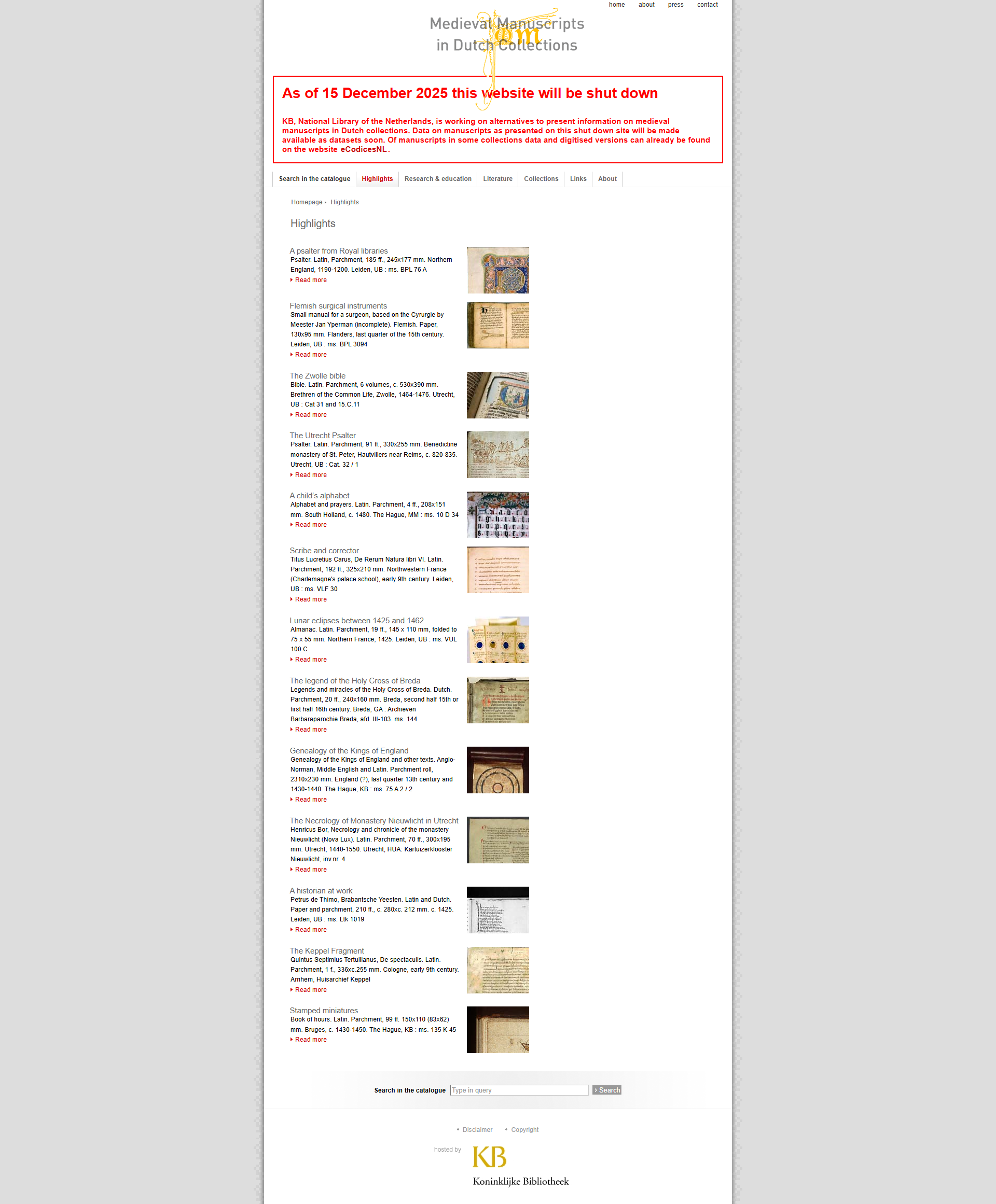 mmdc.nl Highlights page, original