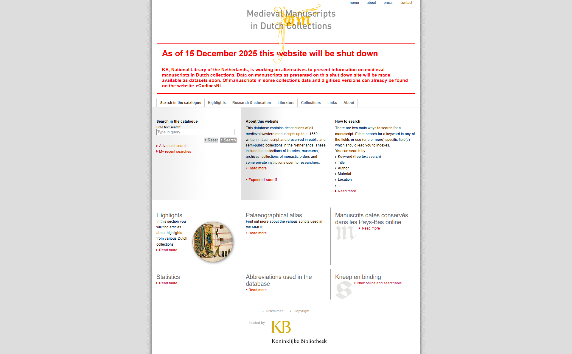Screenshot of mmdc.nl homepage